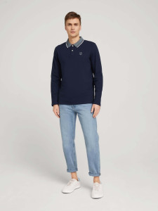 Поло з довгими рукавами 1030645XX1010668 Tom Tailor M Темно-синій 1030645XX1010668