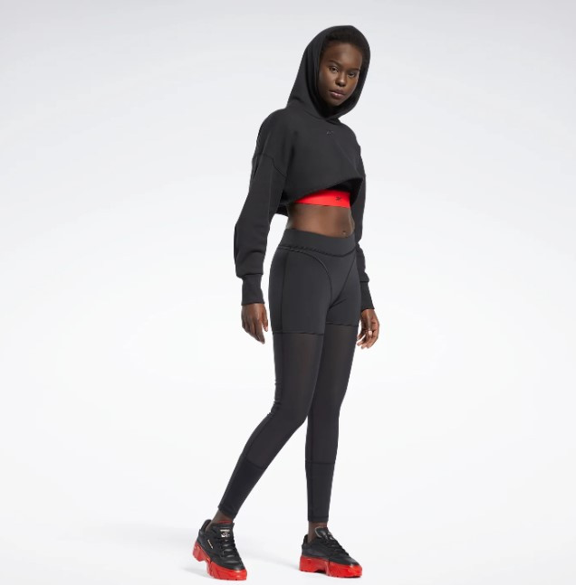 Тайтси Reebok Apparel Women Cardi B Mesh High-Rise Leggings Black H48405