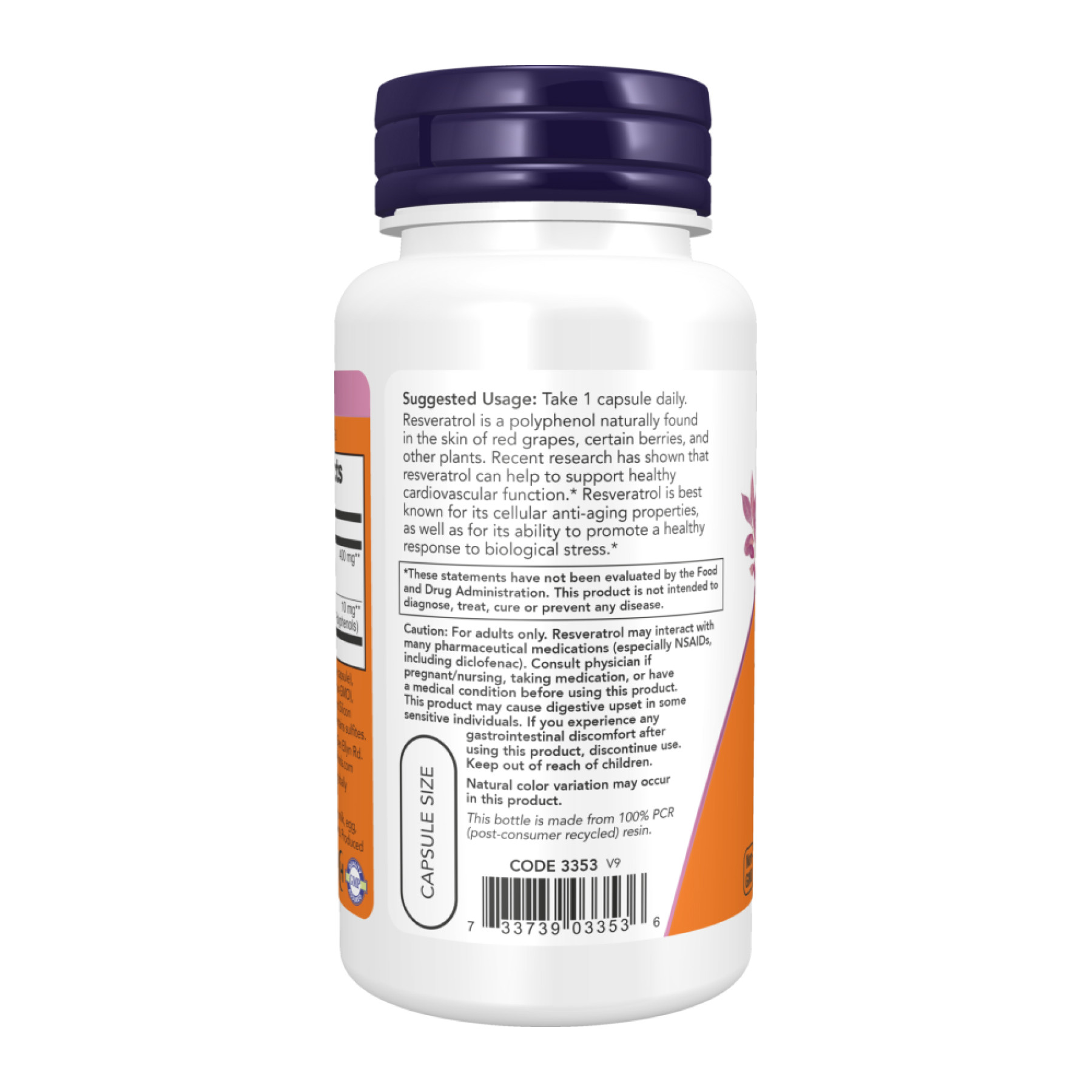 Капсули Now Foods Resveratrol 200 mg - 120 vcaps 2023-10-2494