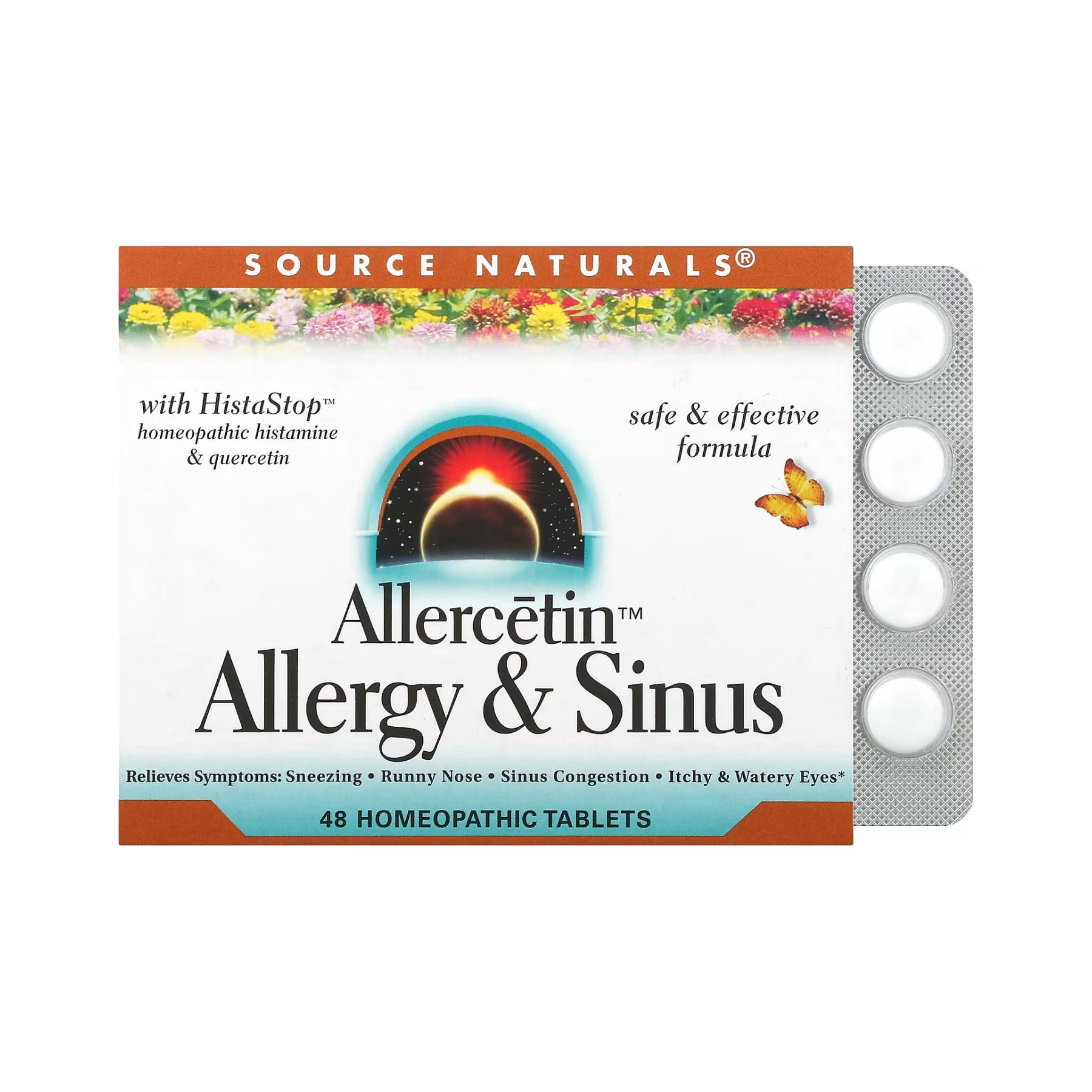 Таблетки Source Naturals Allercetin™ Allergy & Sinus - 48 tabs (Пошкоджена упаковка) 2023-10-5432