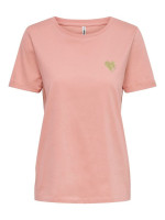 Футболка ONLKITA S/S LOGO TOP NOOS 15244714-Rosette-Print:GOLD GLITTER HEART ONLY L Розовий 15244714-ROSETTE-PRINT:GO