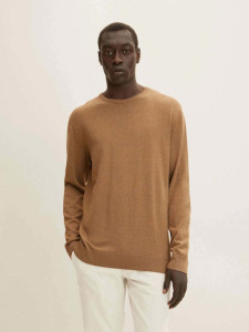 Кофта basic crew neck sweater 1027661-18950 Tom Tailor XXL Коричневий 1027661-18950