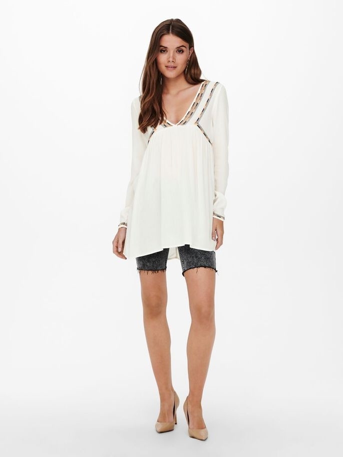 Кофта туніка ONLMYNTE L/S TUNIC WVN 15226378 Cloud Dancer ONLY L Білий 15226378CLOUDDANCER