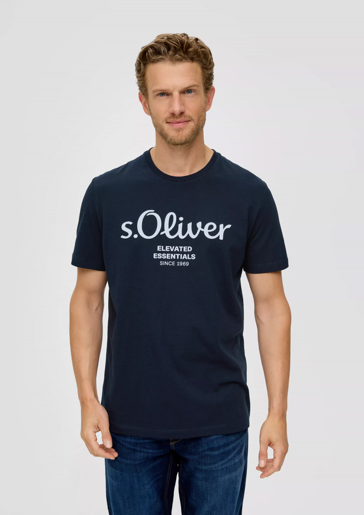 Футболка T-shirt à logo imprimé 2139909.59D1 s.Oliver L Темно-синій 2139909.59D1