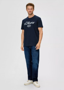 Футболка T-shirt à logo imprimé 2139909.59D1 s.Oliver L Темно-синій 2139909.59D1