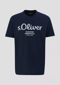 Футболка T-shirt à logo imprimé 2139909.59D1 s.Oliver L Темно-синій 2139909.59D1