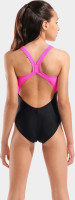 Купальник для дівчаток Arena LIT LOGO SWIMSUIT V BACK L чорний, рожевий 152 см (010690-590) 010690-590