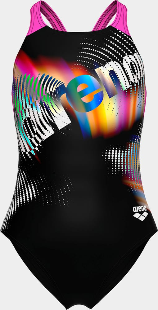 Купальник для дівчаток Arena LIT LOGO SWIMSUIT V BACK L чорний, рожевий 152 см (010690-590) 010690-590