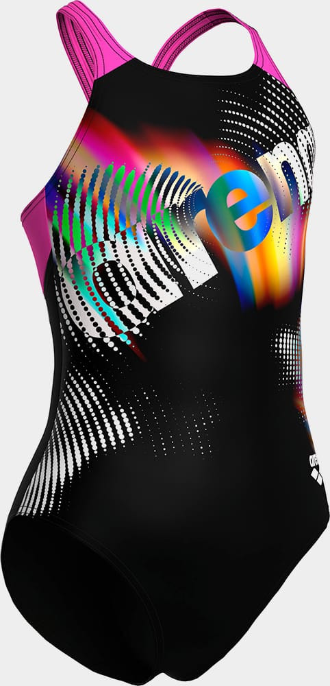 Купальник для дівчаток Arena LIT LOGO SWIMSUIT V BACK L чорний, рожевий 152 см (010690-590) 010690-590