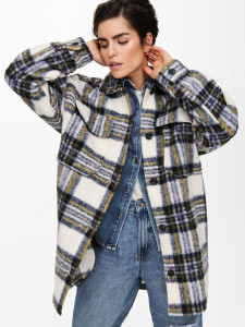 Куртка ONLROSA LONG SHACKET CC OTW 15230326-Cloud Dancer-Detail: LAVENDER BLUE + BREEN ONLY L Білий 15230326-CLOUD DANCER-DET