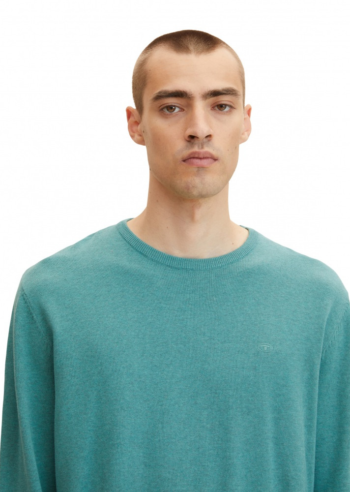 Кофта basic crew neck sweater 1027661-30277 Tom Tailor XXXL Бірюзовий 1027661-30277