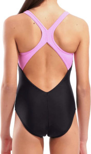 Купальник закритий для дівчат Arena TALES SWIMSUIT V BACK чорний, жовтий, рожевий дитячий 116 см (00 009085-590