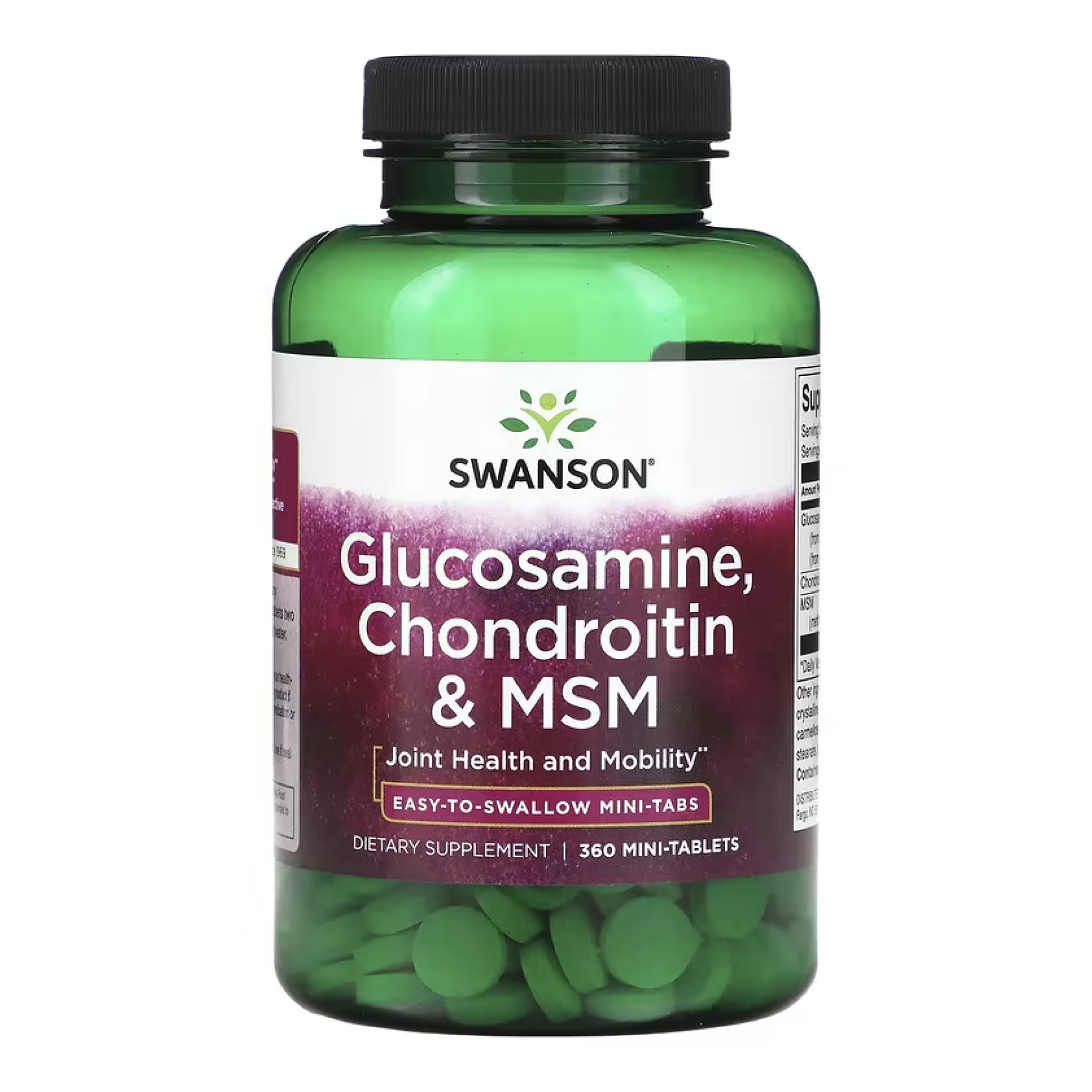 Таблетки Swanson Glucosamine, Chondroitin & Msm Mini Tabs - 360 tabs 2023-10-4064