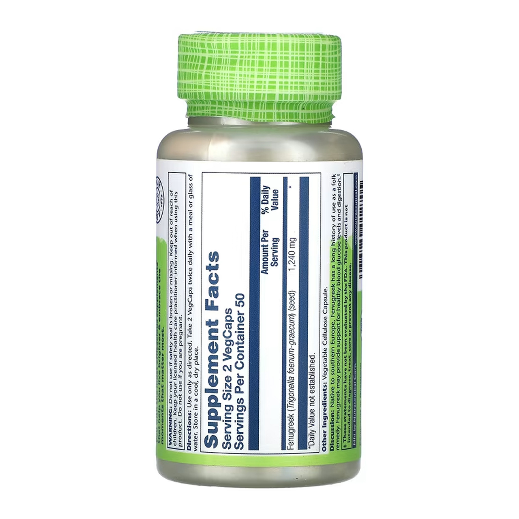 Капсули Solaray Fenugreek Seed 620mg - 100 vcaps 2023-10-6718