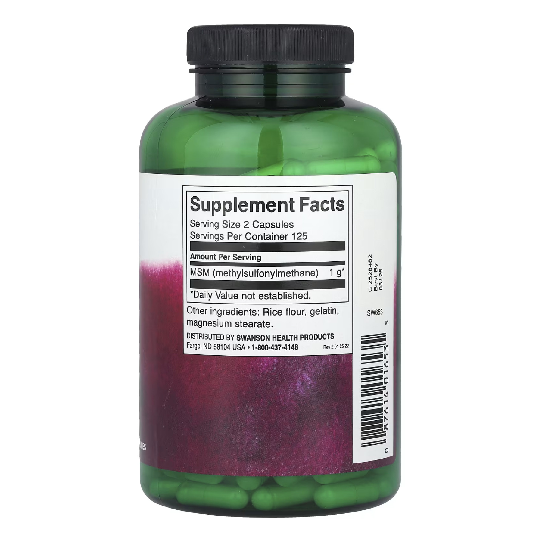 Капсули Swanson MSM 500mg - 250 caps 2023-10-4070
