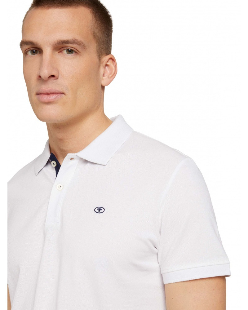 Поло basic polo with contrast 1027713XX1020000 Tom Tailor XL Білий 1027713XX1020000
