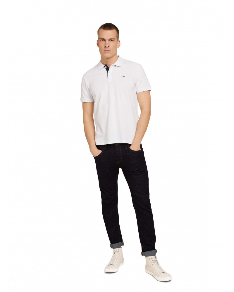Поло basic polo with contrast 1027713XX1020000 Tom Tailor XL Білий 1027713XX1020000