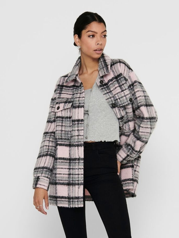 Куртка ONLROSIE CHECK OVERSIZED SHACKET OTW 15235611 Lilac Sachet ONLY L Розовий 15235611LilacSachet