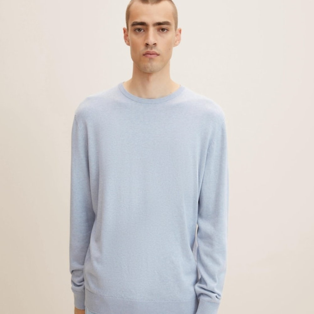Кофта basic crew neck sweater 1027661-30312 Tom Tailor XXXL Блакитний 1027661-30312