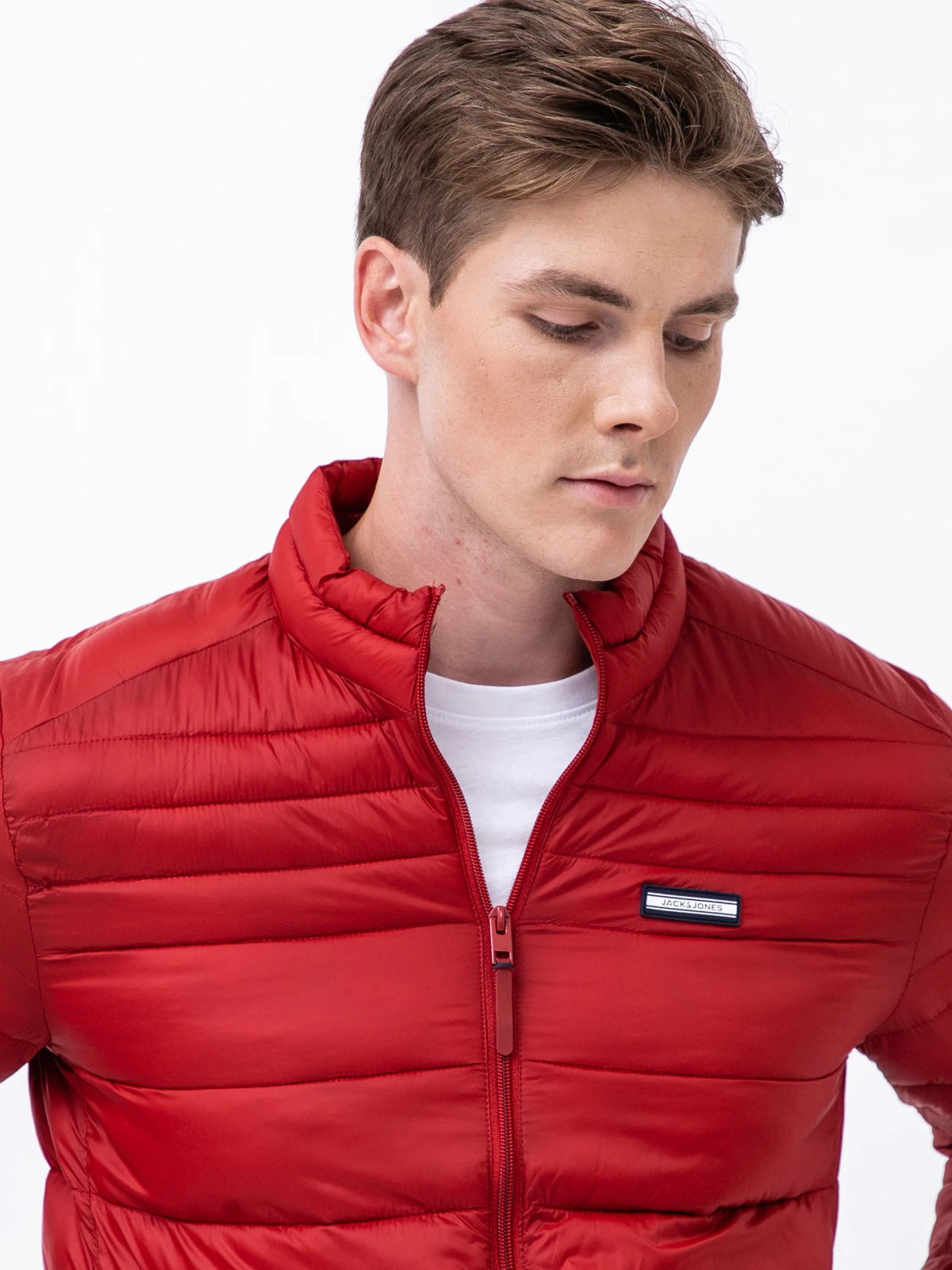 Куртка JJEACE PUFFER COLLAR STS 12189878-Red Dahlia Jack & Jones L Червоний 12189878-RED DAHLIA