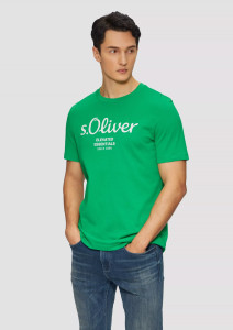 Футболка T-shirt à logo imprimé 2139909.75D1 s.Oliver L Зелений 2139909.75D1