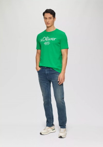 Футболка T-shirt à logo imprimé 2139909.75D1 s.Oliver L Зелений 2139909.75D1