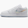 Кросівки Nike GS Air Jordan 1 Low White Ice Blue Glitter Swoosh FQ9112-100