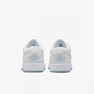Кросівки Nike GS Air Jordan 1 Low White Ice Blue Glitter Swoosh FQ9112-100