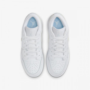Кросівки Nike GS Air Jordan 1 Low White Ice Blue Glitter Swoosh FQ9112-100