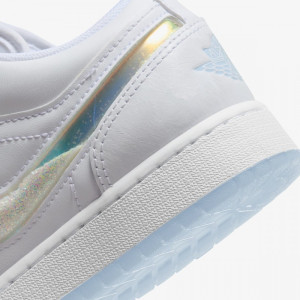Кросівки Nike GS Air Jordan 1 Low White Ice Blue Glitter Swoosh FQ9112-100