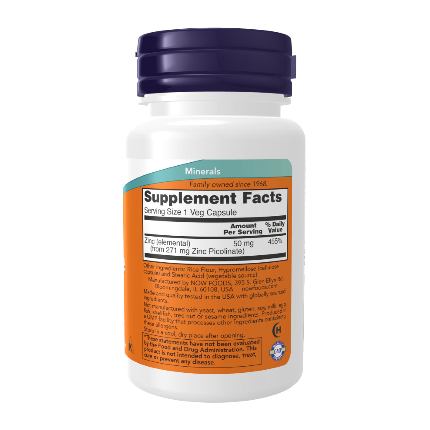 Капсули Now Foods Zinc Picolinate 50 mg - 30 vcaps 2023-10-3279