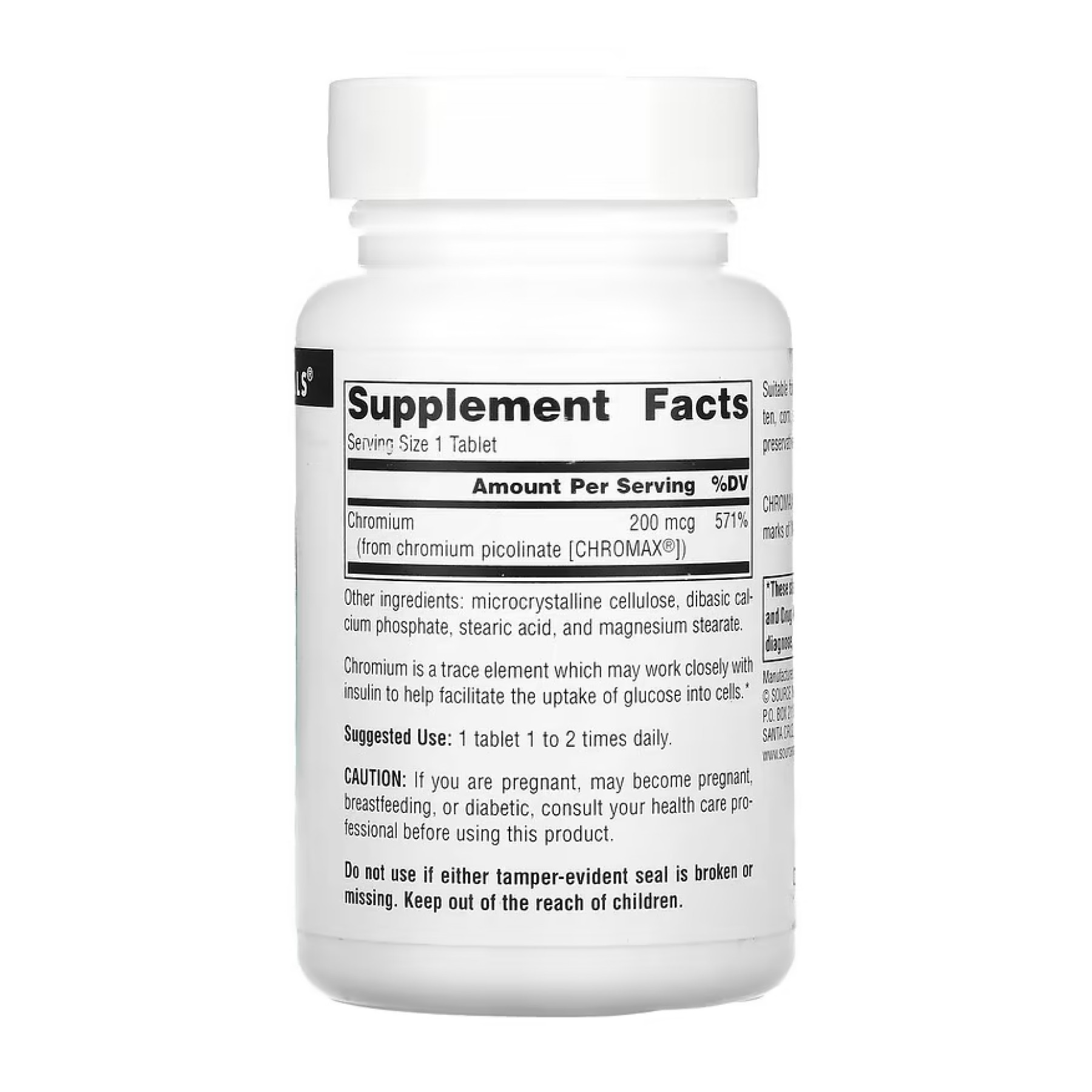 Таблетки Source Naturals Chromium Picolinate 200 mcg, Yeast Free - 240 tabs 2023-10-5276