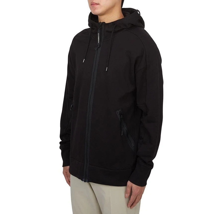 Кофта C.P. Company Diagonal Raised Fleece Goggle Zipped Hooded Sweatshirt 'Black 18CMSS028A 005086W