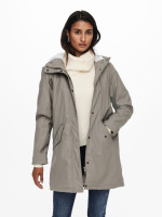 Куртка ONLSALLY RAINCOAT CC OTW 15206116-Brushed Nickel-Detail:WHITE TEDDY ONLY M Сірий 15206116-Brushed Nickel-D