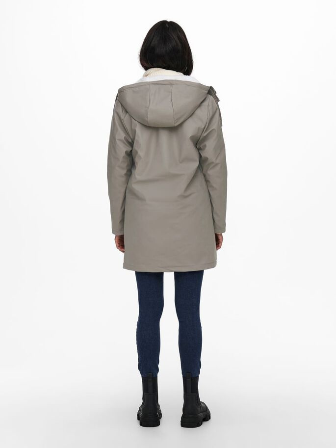 Куртка ONLSALLY RAINCOAT CC OTW 15206116-Brushed Nickel-Detail:WHITE TEDDY ONLY M Сірий 15206116-Brushed Nickel-D