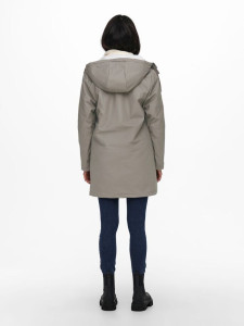 Куртка ONLSALLY RAINCOAT CC OTW 15206116-Brushed Nickel-Detail:WHITE TEDDY ONLY M Сірий 15206116-BRUSHED NICKEL-D