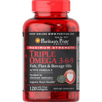 Софт гелеві капсули Maximum Strenght Triple Omega 3 6 9 Fish Flax Borage Oils - 120 Softgels 100-10-8869319-20