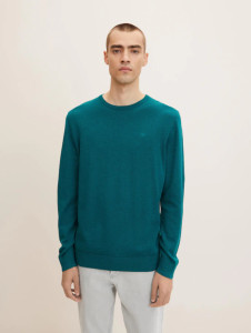 Кофта BASIC CREW NECK SWEATER 1027661-30316 Tom Tailor M Зелений 1027661-30316