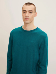 Кофта BASIC CREW NECK SWEATER 1027661-30316 Tom Tailor M Зелений 1027661-30316