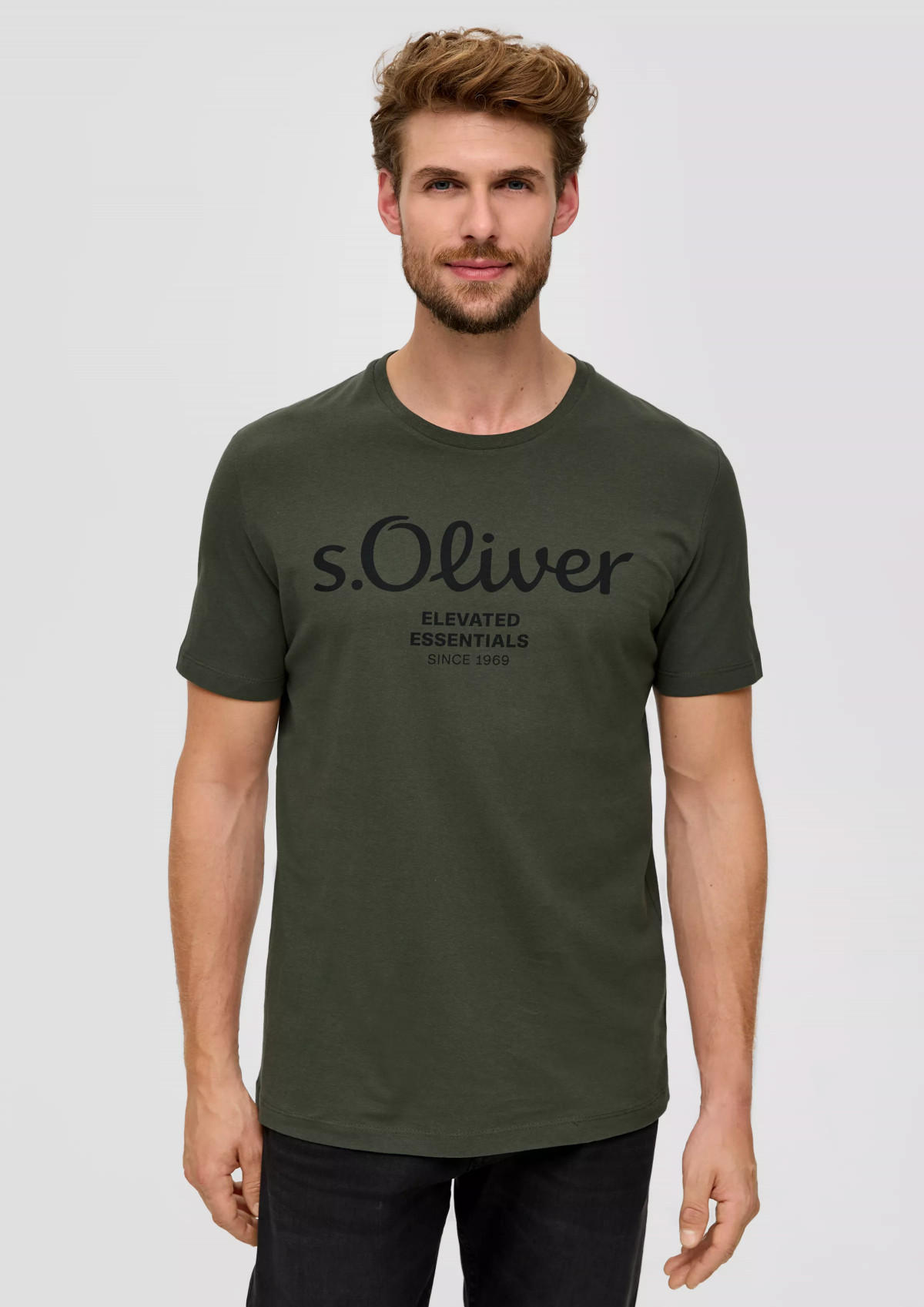 Футболка T-shirt à logo imprimé 2139909.79D1 s.Oliver L Хакі 2139909.79D1