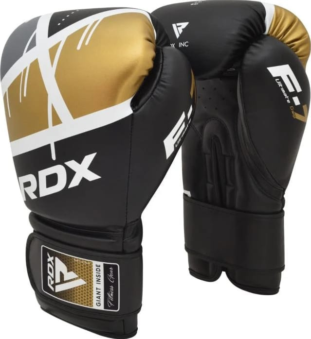 Рукавиці боксерські RDX BOXING GLOVES BGR-F7 чорний, золотий 12 унцій (BGR-F7BGL) BGR-F7BGL