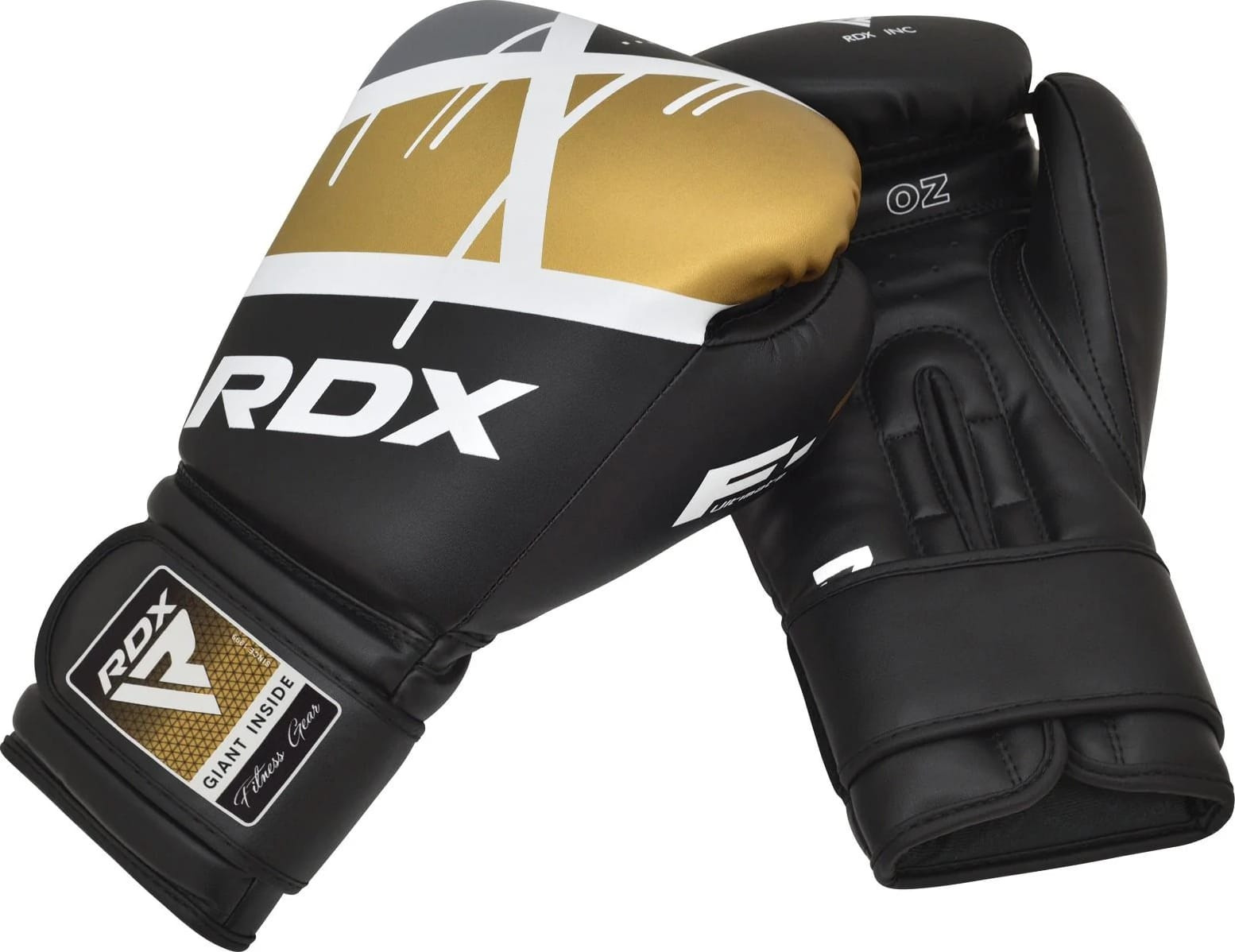 Рукавиці боксерські RDX BOXING GLOVES BGR-F7 чорний, золотий 12 унцій (BGR-F7BGL) BGR-F7BGL