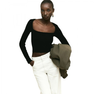 Топ H&M Square-Neck Crop Top Black 1189031002 S 1189031002