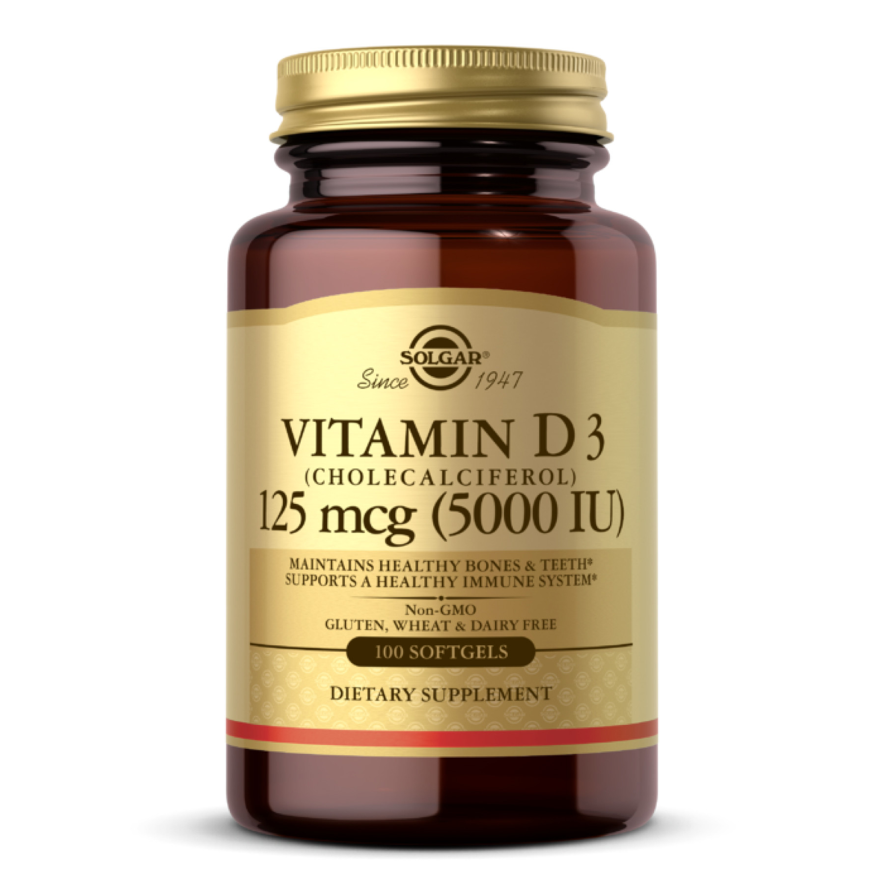 Софт гелеві капсули Vitamin D3 Cholecalciferol 125 mcg 5000 IU - 100 softgels 100-31-3430199-20