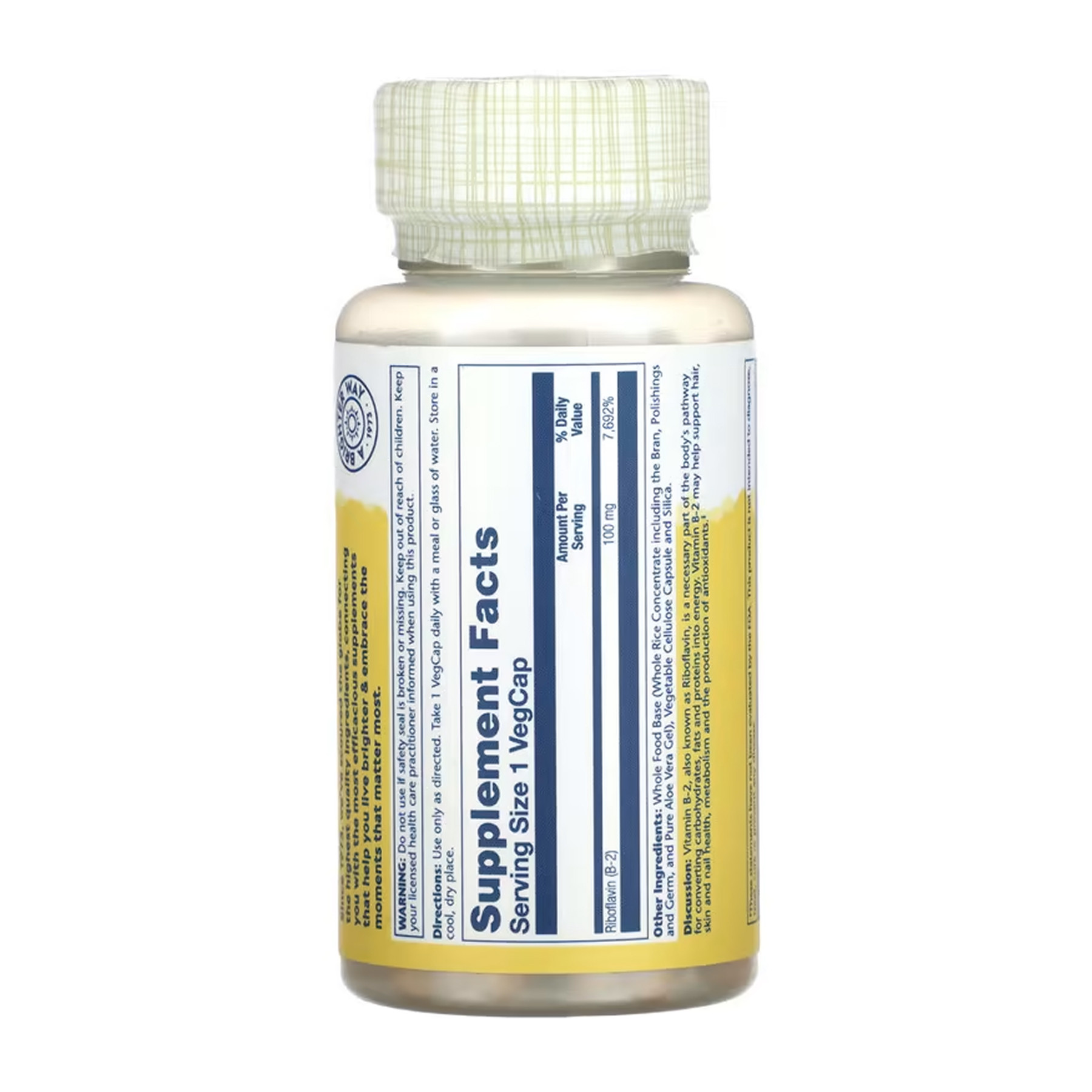 Капсули Solaray Vitamin B-2 100mg - 100 vcaps 2023-10-6422
