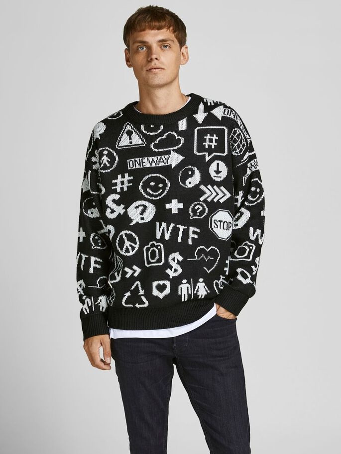 Пуловер JORINFO KNIT CREW NECK KA KNT21 12206845-Black-Fit:WIDE Jack&Jones XL Чорний 12206845-BLACK-FIT:WIDE