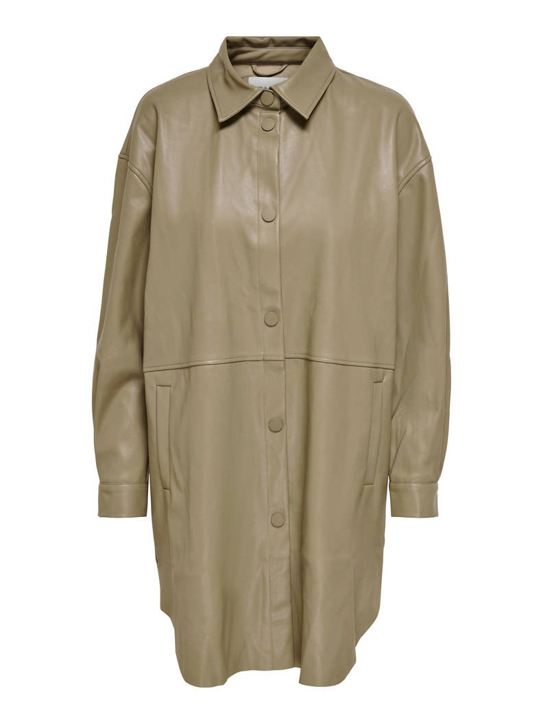 Куртка ONLSIA FAUX LEATHER SHACKET CC OTW 15242272-Mermaid ONLY M Хакі 15242272-Mermaid