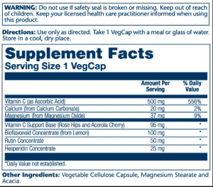 Капсули Vitamin C with Bioflavonoid Concentrate 500mg - 100 vcaps 2022-10-1024