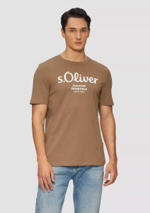 Футболка T-shirt à logo imprimé 2139909.84D1 s.Oliver L Коричневий 2139909.84D1