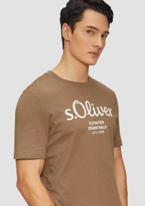 Футболка T-shirt à logo imprimé 2139909.84D1 s.Oliver L Коричневий 2139909.84D1
